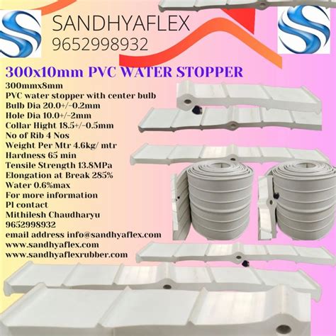 White Color Mmx Mm As Per Id Drg Pvc Water Stopper With