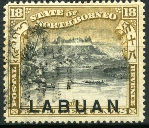 Stamp Mount Kinabalu Labuan North Borneo Type Of Overprinted