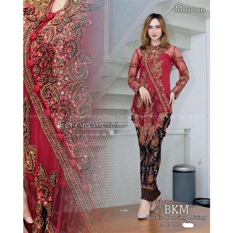 Jual TERBARU Set Kebaya Kancing Mereng Kebaya Bordir Payet Panjang