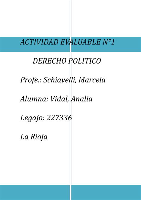 Derecho Politico Actividad Evaluable N Actividad Evaluable N