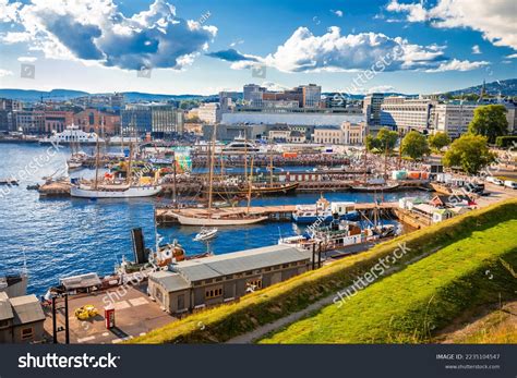 scenic harbor oslo aker brygge view stock photo  shutterstock