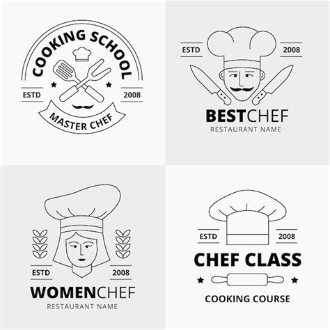 Free Vector Flat Female Chef Logo Collection