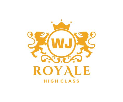 Golden Letter WJ Template Logo Luxury Gold Letter With Crown Monogram