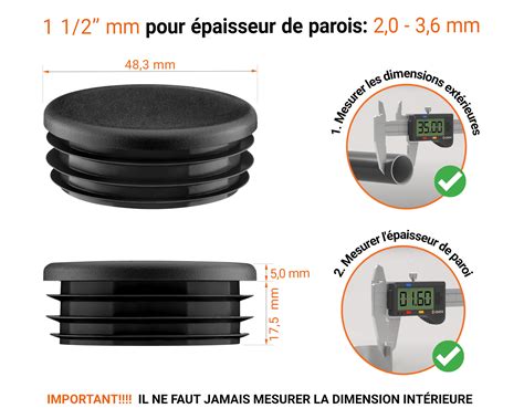 Bouchon Plastique Noir Pour Tube Rond Bouchons Lamelles