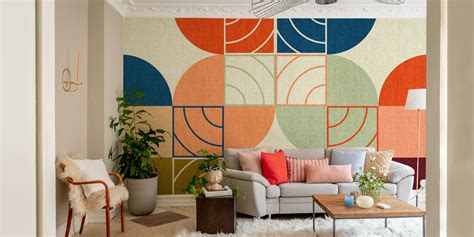 geometric art deco bauhaus art wallpaper happywall