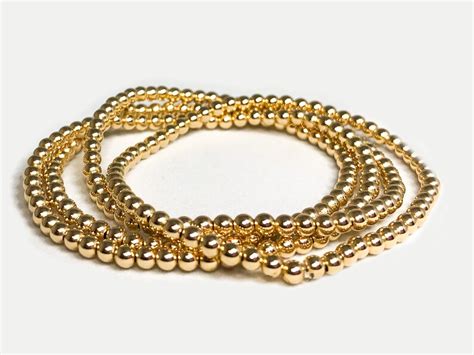 14k Gold Filled Stretch Bracelet Multiple Bead Size Options Etsy