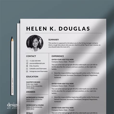 Helen Resume Template Cv Template Modern Cv Professional Etsy Australia