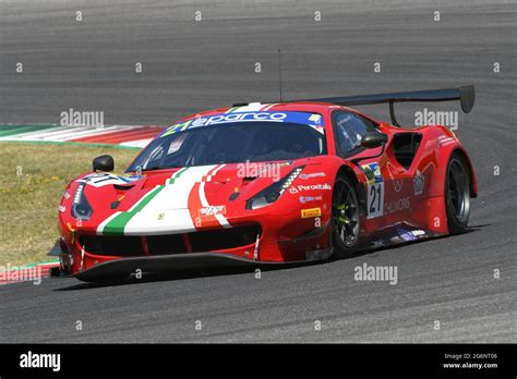 Scarperia IT July 2 2021 Ferrari 488 GT3 Evo Of Team AF Corse Drive