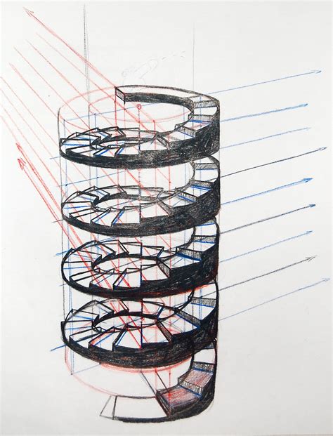 Spiral Staircase Sketch at PaintingValley.com | Explore collection of ...