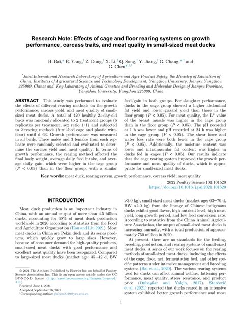 Pdf Research Note Effects Of Cage And Floor Rearing Systems On Growth Performance Carcass