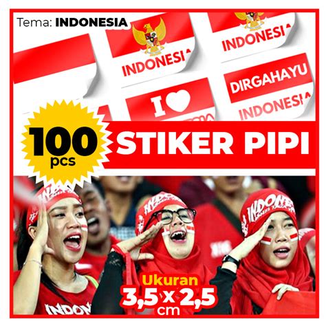 Jual Sticker Pipi Merah Putih Indonesia ISI 100PCS Tempelan Pipi