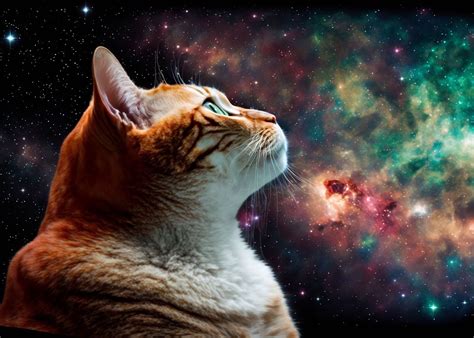 Cosmic Space Cat Poster Picture Metal Print Paint By Bailey Dheath