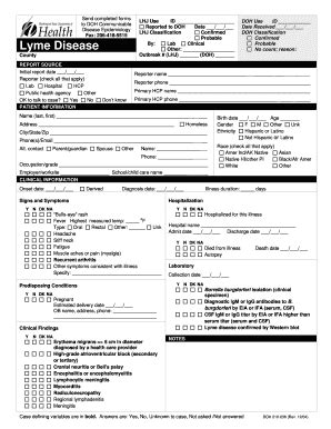 Fillable Online Health State Tn Reporting Form For Lyme Disease The