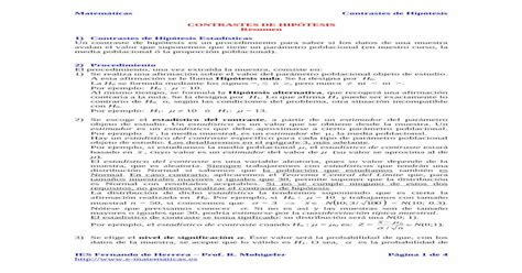 Matemáticas Contrastes De Hipótesis Contrastes De Hipotesispdf · 2 Procedimiento El