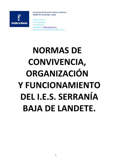 Pdf Normas De Convivencia OrganizaciÓn Y Ies Serraniabajacentroscastillalamanchaessites