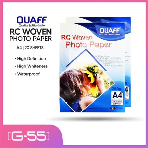 QUAFF RC WOVEN PHOTO PAPER A4 260GSM 20 SHEETS Shopee Philippines