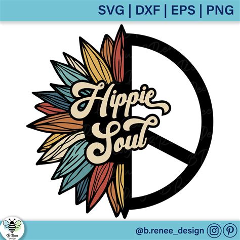 Hippie Soul Svg Retro Style Cut File Sunflower Svg Peace Etsy