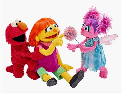 Sesame Street Julia Elmo And Abby Hd Png Download Transparent Png