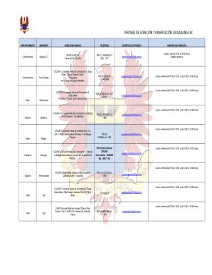 Fillable Online Directorio Oficinas De Atencin Y Orientacin Ciudadana