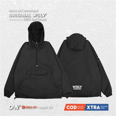 Jual Wolv Jaket Cougle Hitam Wolv Original Pria Wanita Shopee Indonesia