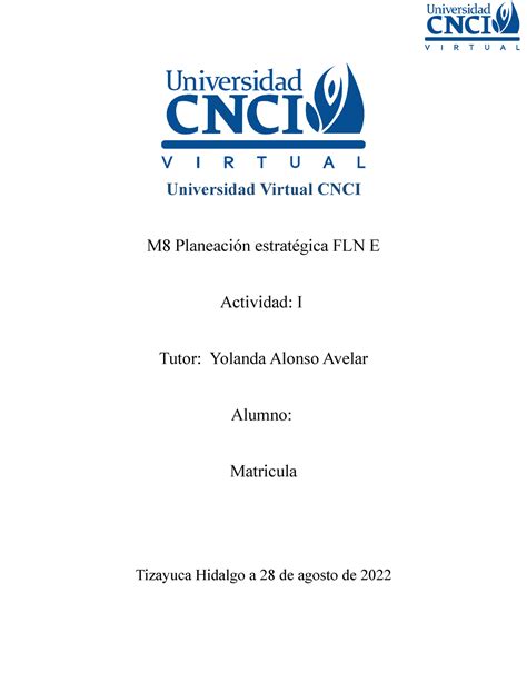 Actividad Planeaci N Estrat Gica Universidad Virtual Cnci M