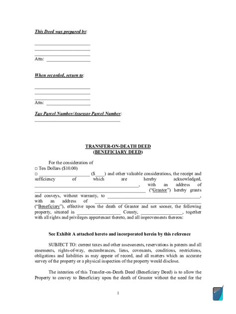 Tod Deed Form Fill Online Printable Fillable Blank Pdffiller