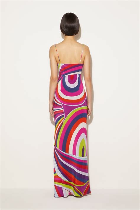 Iride Print Silk Maxi Dress In Pink Pucci