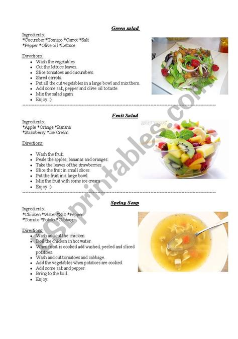 Simple Recipes Esl Worksheet By Iryska