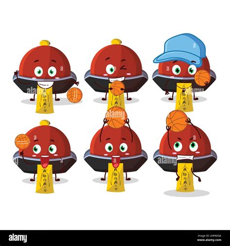 Talented Red Vampire Hat Cartoon Character As A Basketball Athlete