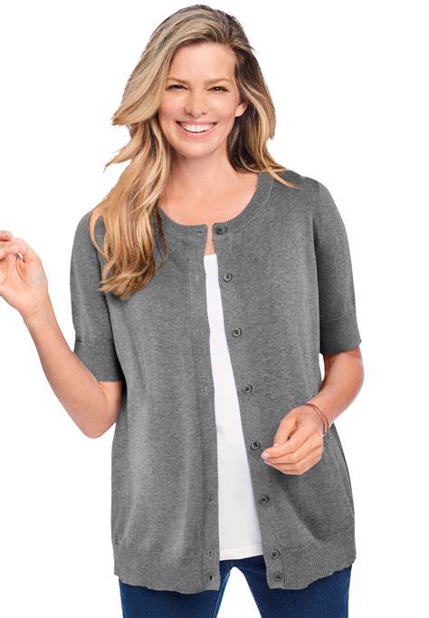 Woman Within Women S Plus Size Perfect Elbow Length Sleeve Cardigan