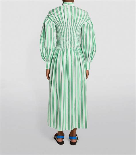 Womens GANNI Green Striped Midi Dress Harrods UK