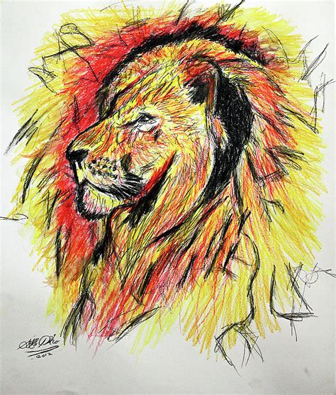 Color Sketch Lion Drawing by Sam Pako - Fine Art America