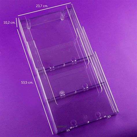 Acrylic Brochure Holder MURAL A4 VERTICAL 3 POCKETS Plexiglas Wall