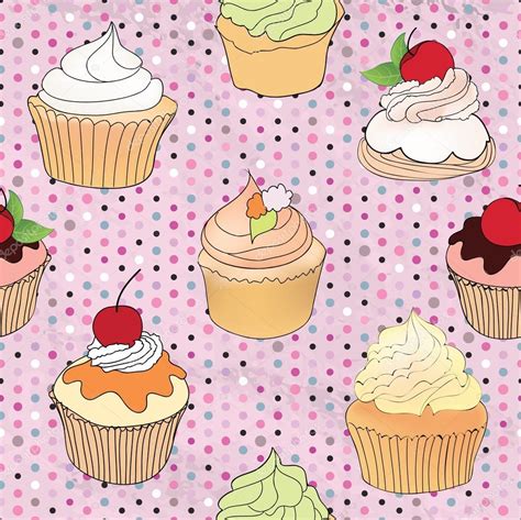 Pasticceria Senza Cuciture Retr Modello Illustrazione Muffin In Stile