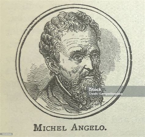 Ilustrasi Antik Potret Michel Angelo Michelangelo Ilustrasi Stok