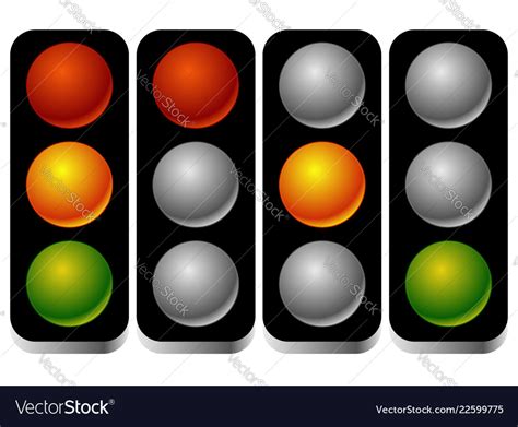 Set Traffic Lights Traffic Lamps In Sequence Vector Image