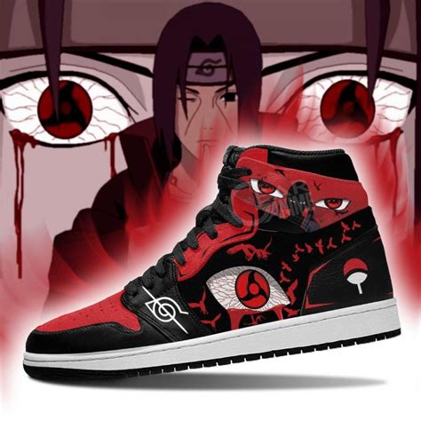 Itachi Akatsuki Jordan Sneakers Sharingan Eyes Shoes Naruto Anime