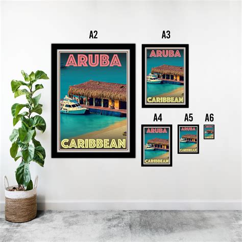 Retro Vintage Style Travel Poster Or Canvas Picture Aruba Etsy