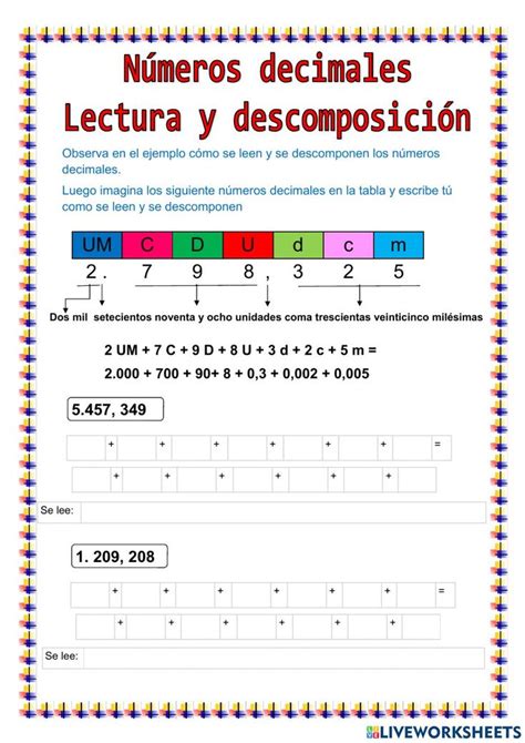 N Meros Decimales Online Exercise For De Primaria Actividades