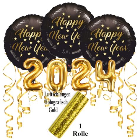 Silvesterdeko Set Mit Luftballons Happy New Year 2024 8 Teilig