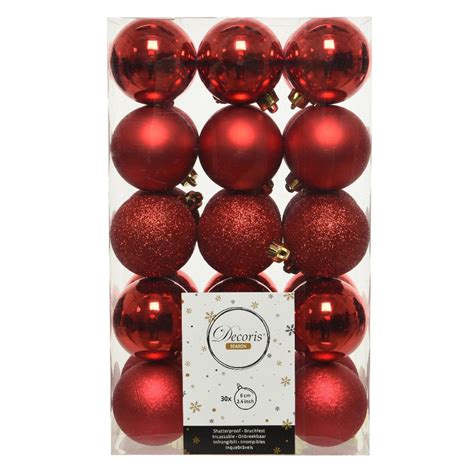 Er Set Weihnachtskugeln D Mm Alpin Rot Baumschmuck Kugeln