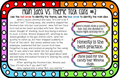 Main Idea Vs Theme Task Cards Nicole Privett Library Formative