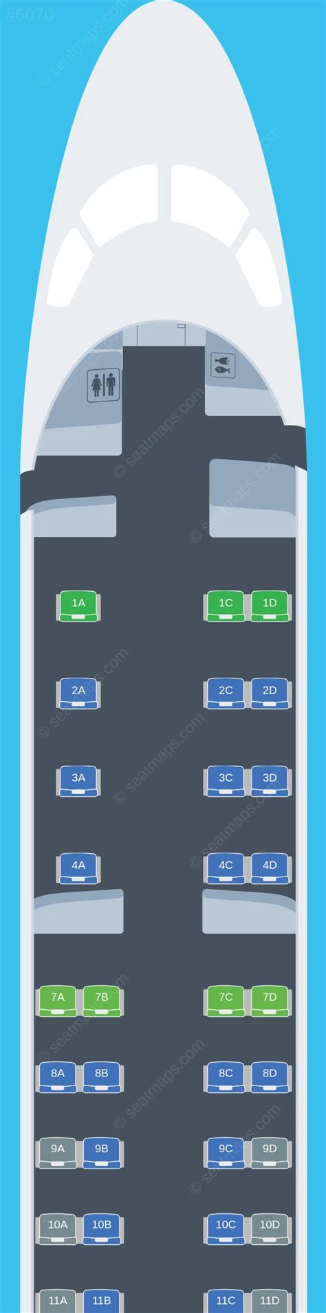 Seat Map Of Republic Airways Embraer E175 Aircraft