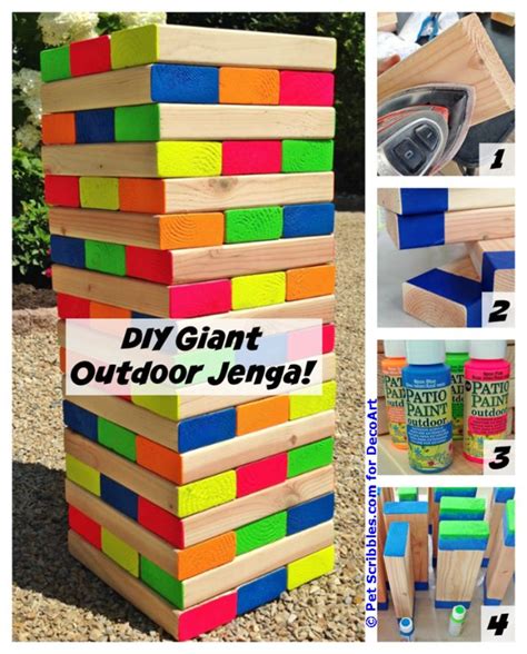 Painted Jenga Game How To Make A Colorful Outdoor Giant Jenga Game