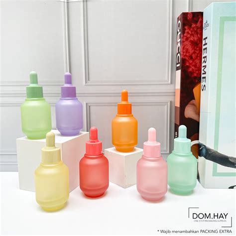 Jual 30ml Botol Pipet LUX Kaca Frosted Doff Warna Packaging Kosmetik