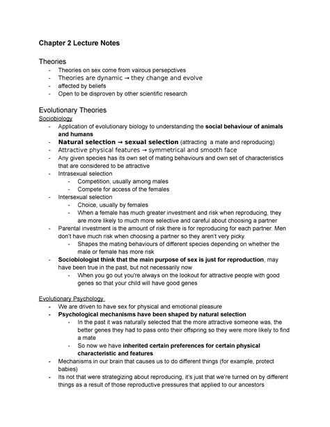 Chapter 2 Lecture Notes Chapter 2 Lecture Notes Theories Theories On