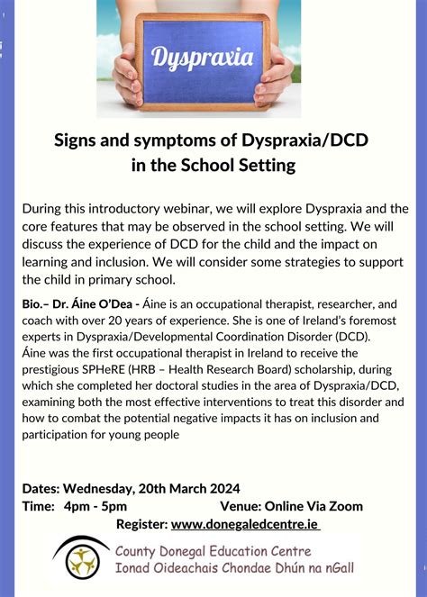 Signs And Symptoms Of Dyspraxiadcd In The School Setting Primary