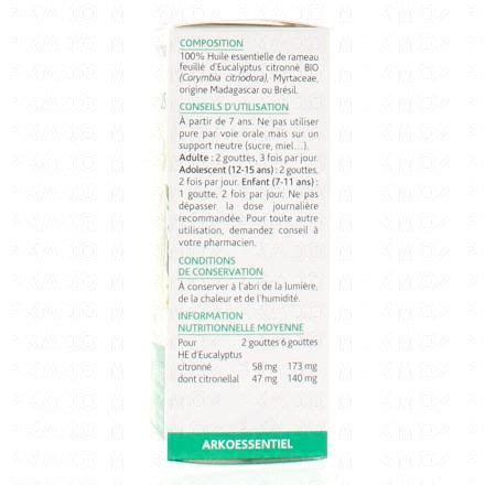 ARKOPHARMA Arkoessentiel Huile essentielle Eucalyptus citronné N06