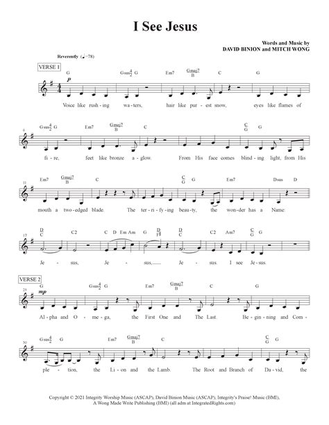 I See Jesus Live Sheet Music Pdf David Nicole Binion Praisecharts