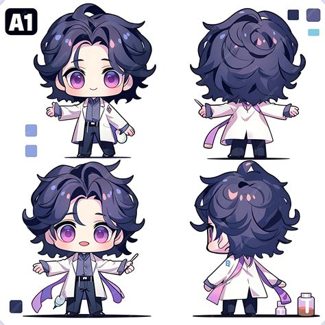 Premium Photo Character Of Male Chibi Kawaii Scientist Lab Coat